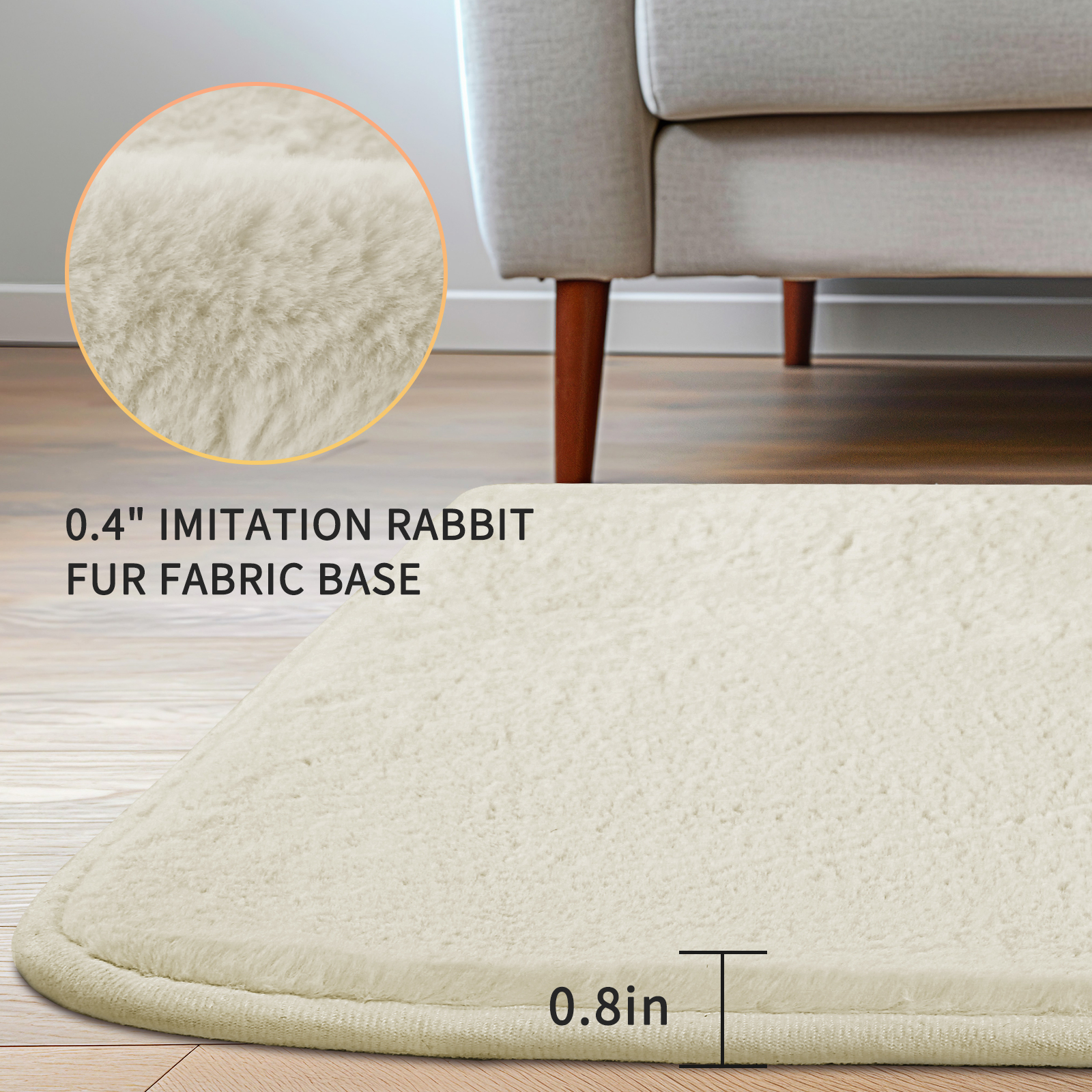 Sour Lemon Soft Rugs Living Room, Faux Rabbit Fur Rug Cream Area Rugs ...