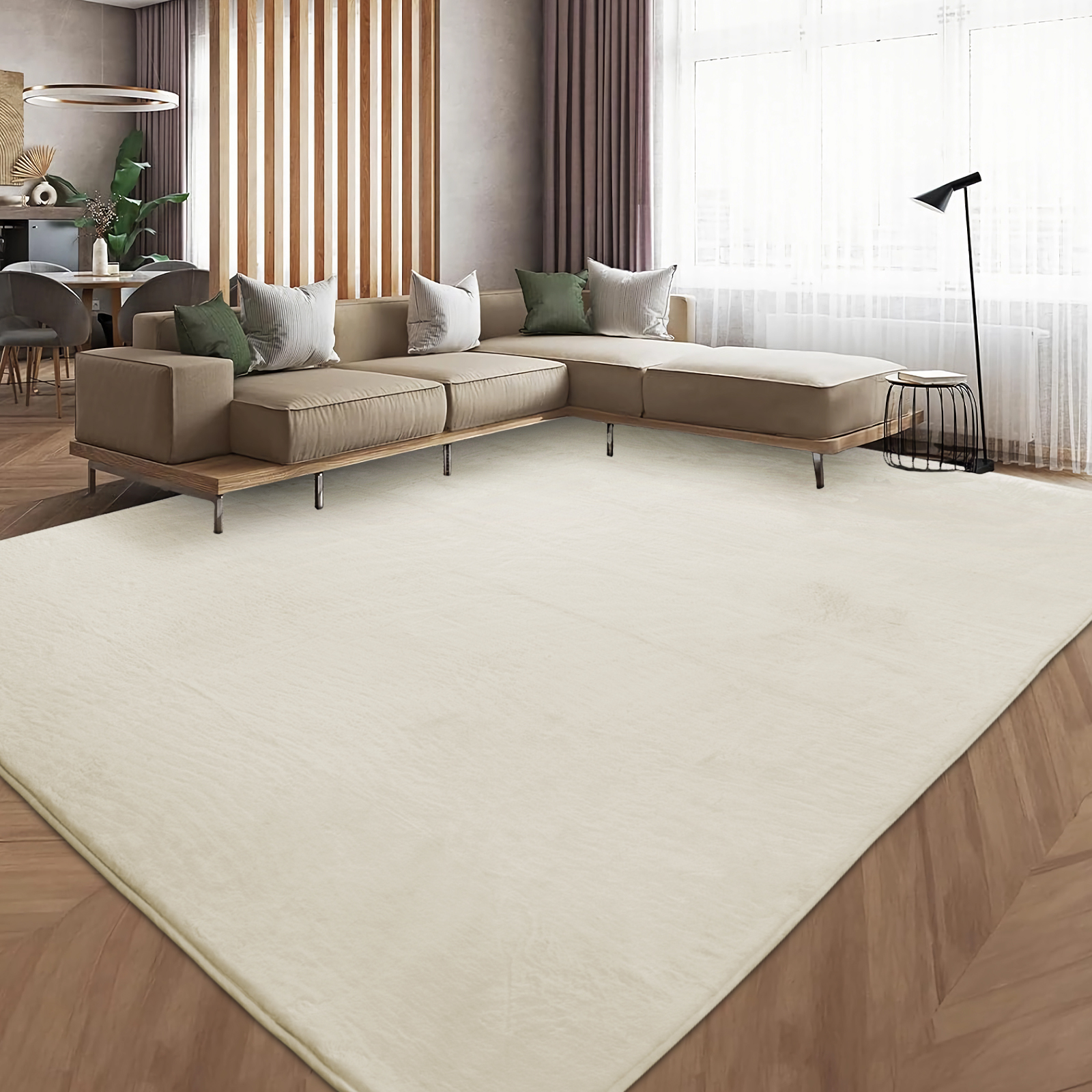 Sour Lemon Soft Rugs Living Room, Faux Rabbit Fur Rug Cream Area Rugs ...