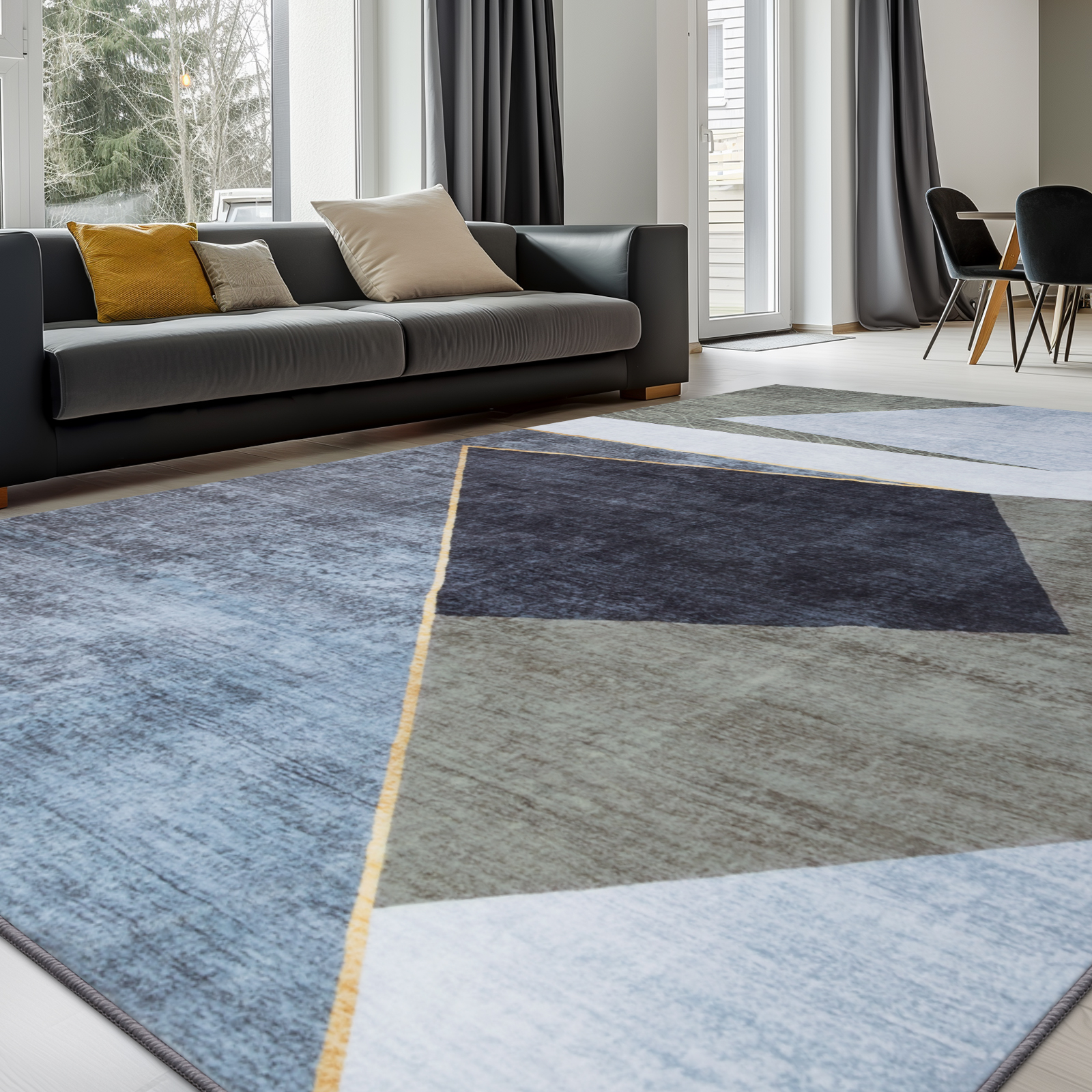 Sour Lemon Rugs Living Room Large – Machine Washable Rug – Area Rugs for Bedroom – Large Boho Rug Vintage Rugs Anti Slip Fluffy Carpet for Living Room, Bedroom
