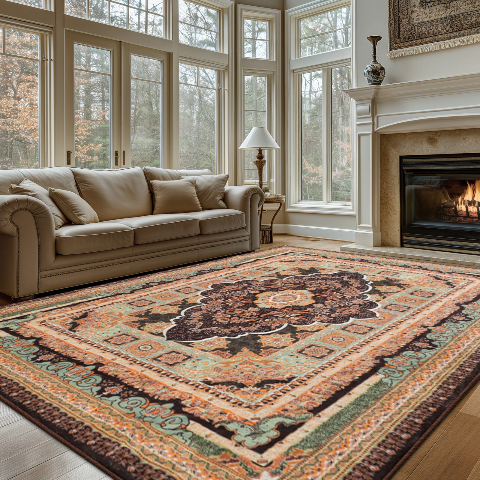 Sour Lemon Rugs Living Room Large – Machine Washable Rug – Area Rugs for Bedroom – Large Boho Rug Vintage Rugs Anti Slip Fluffy Carpet for Living Room, Bedroom