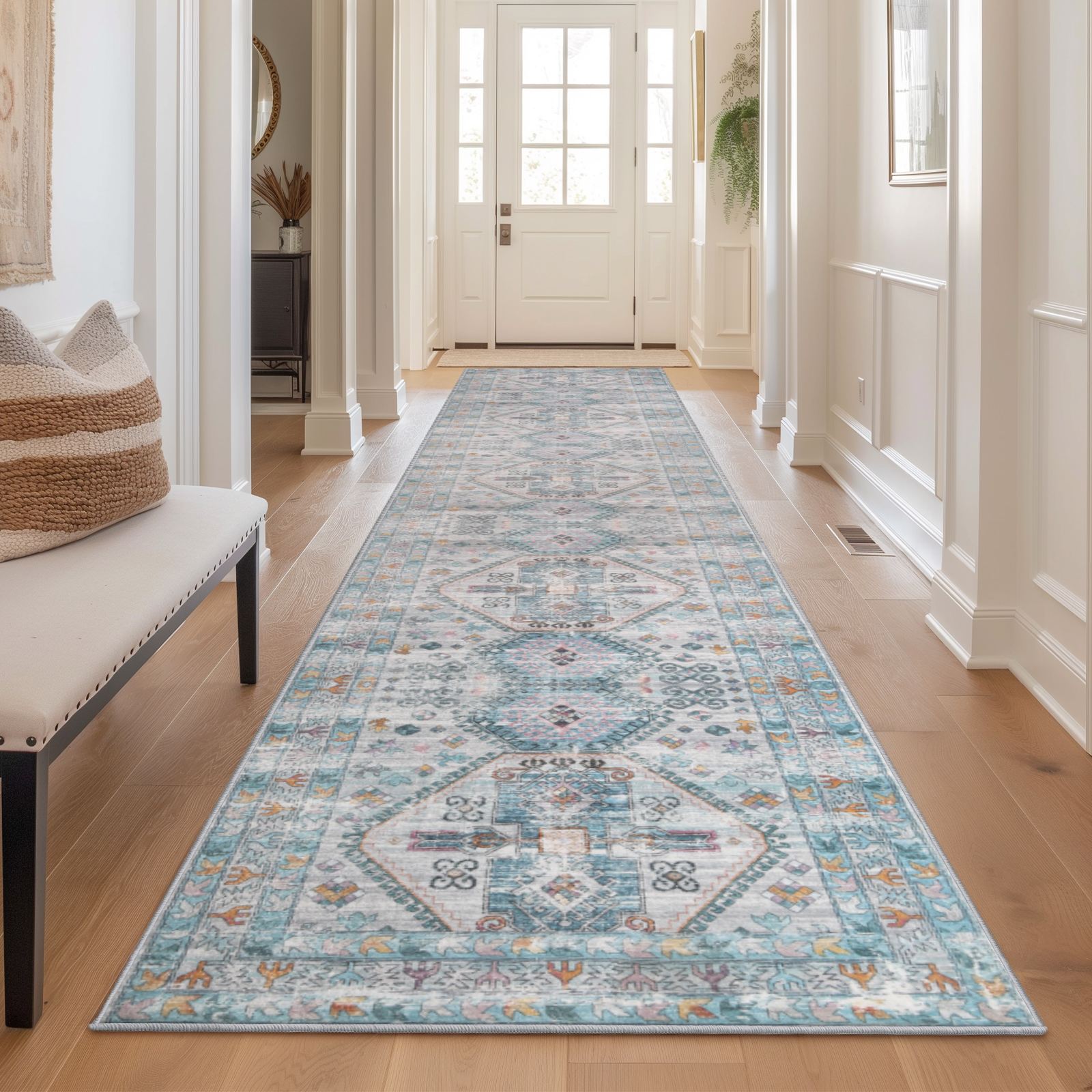 Sour Lemon Carpet Runners for Hallways, Vintage Hallway Runner Rug, Hall Runner Non Slip Kitchen Runners Washable, Long& Wide Stair Runner Short Pile Carpet Mat Area Rugs
