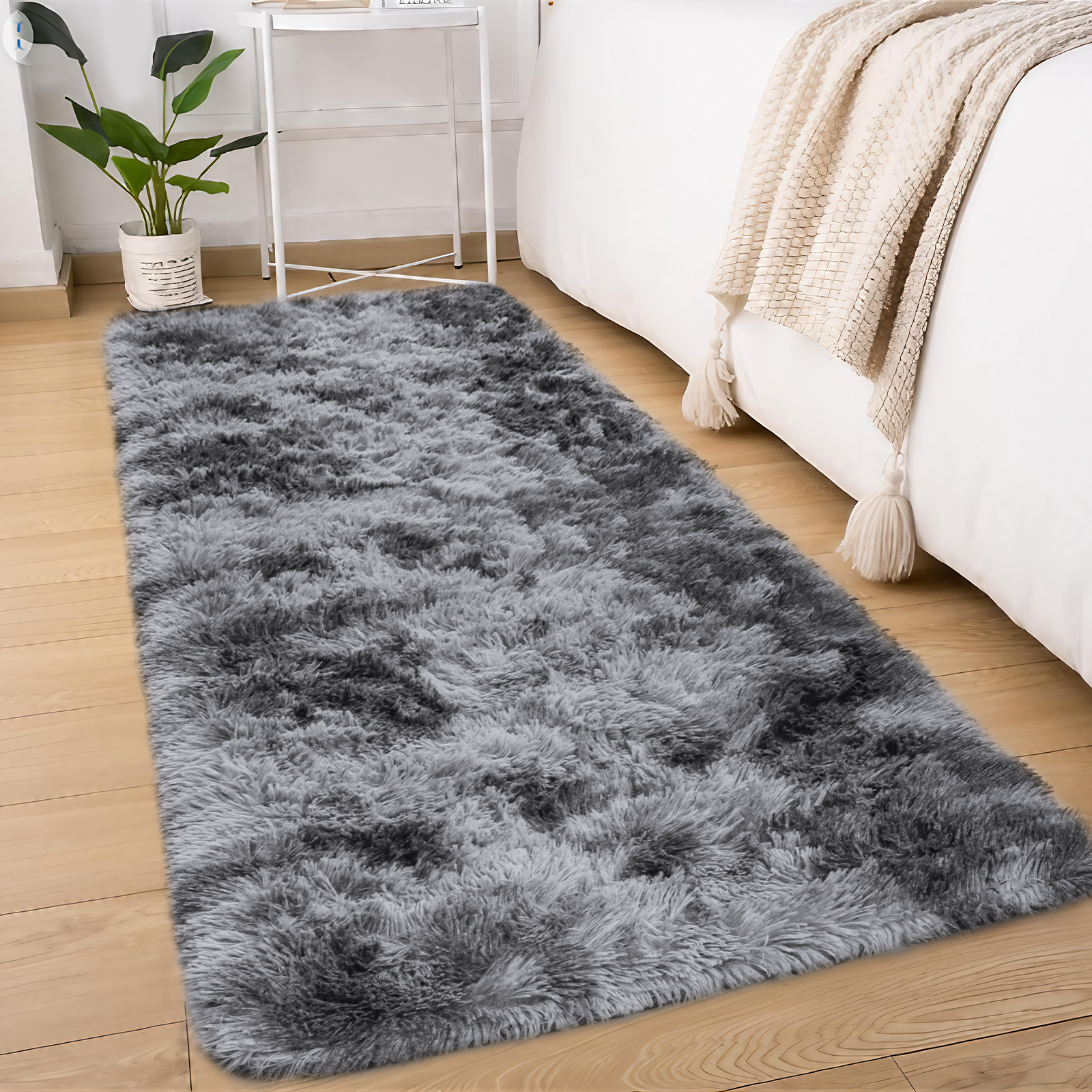 Sour Lemon Rugs Living Room, Grey Runner rug for Bedroom, Washable Anti Slip Fluffy Rug Shaggy Soft Modern Floor Carpets Mat Beside Rugs for Kids Hallway Living Room