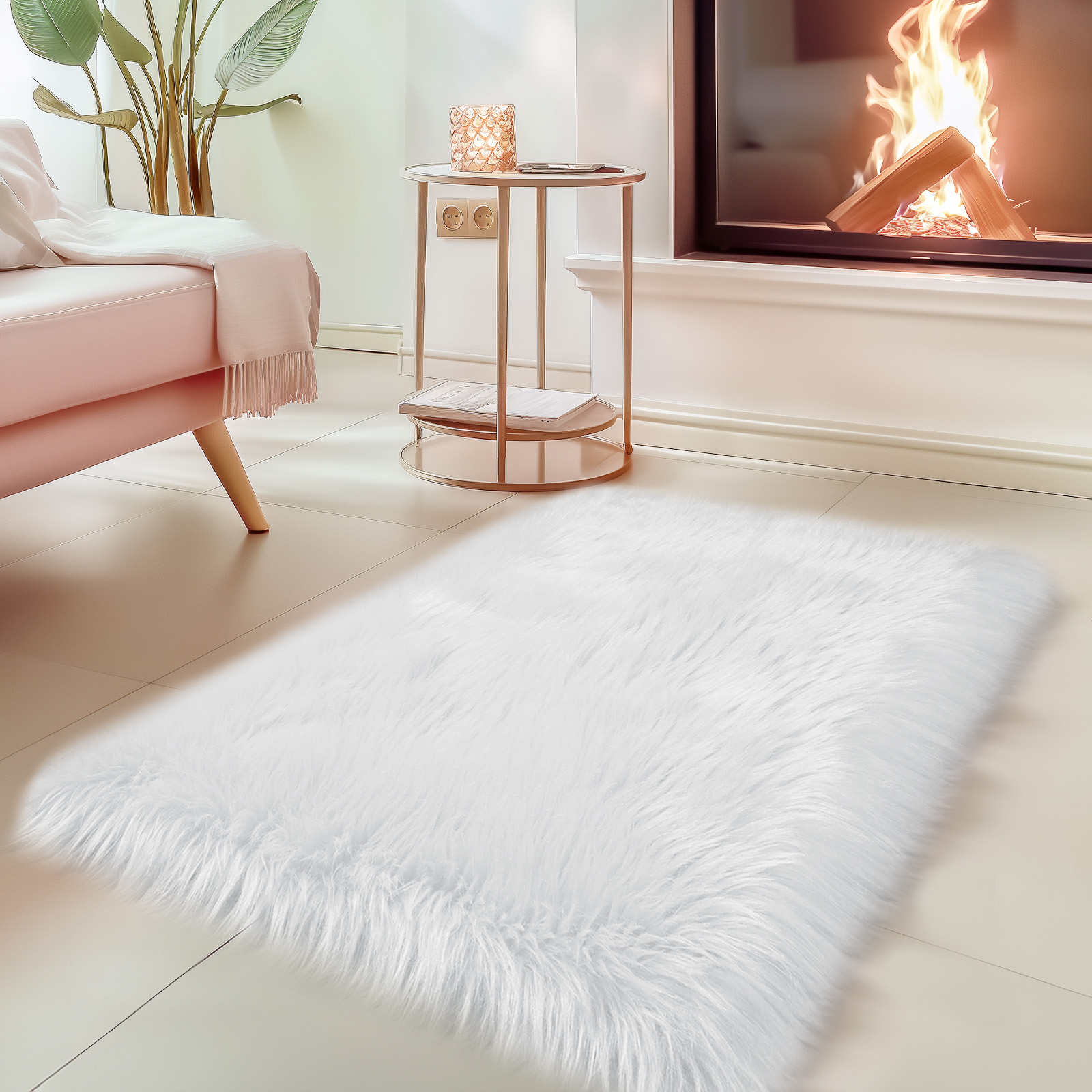 Sour Lemon Rugs Faux Carpets, Sheepskin Living Room Fur Rug Soft Fluffy Washable Shaggy Mat Rug for Bedroom Living Room Bedside Rug Room Decor