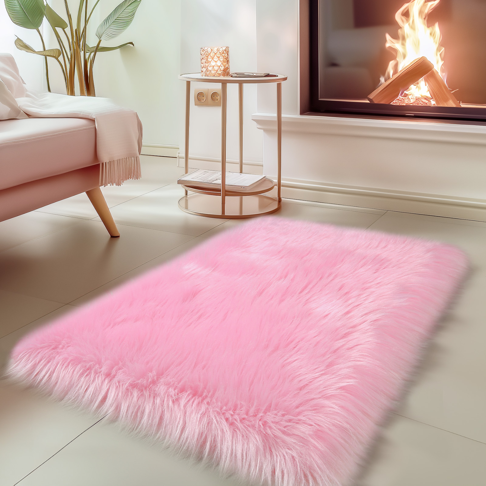 Sour Lemon Rugs Faux Carpets, Sheepskin Living Room Fur Rug Soft Fluffy Washable Shaggy Mat Rug for Bedroom Living Room Bedside Rug Room Decor
