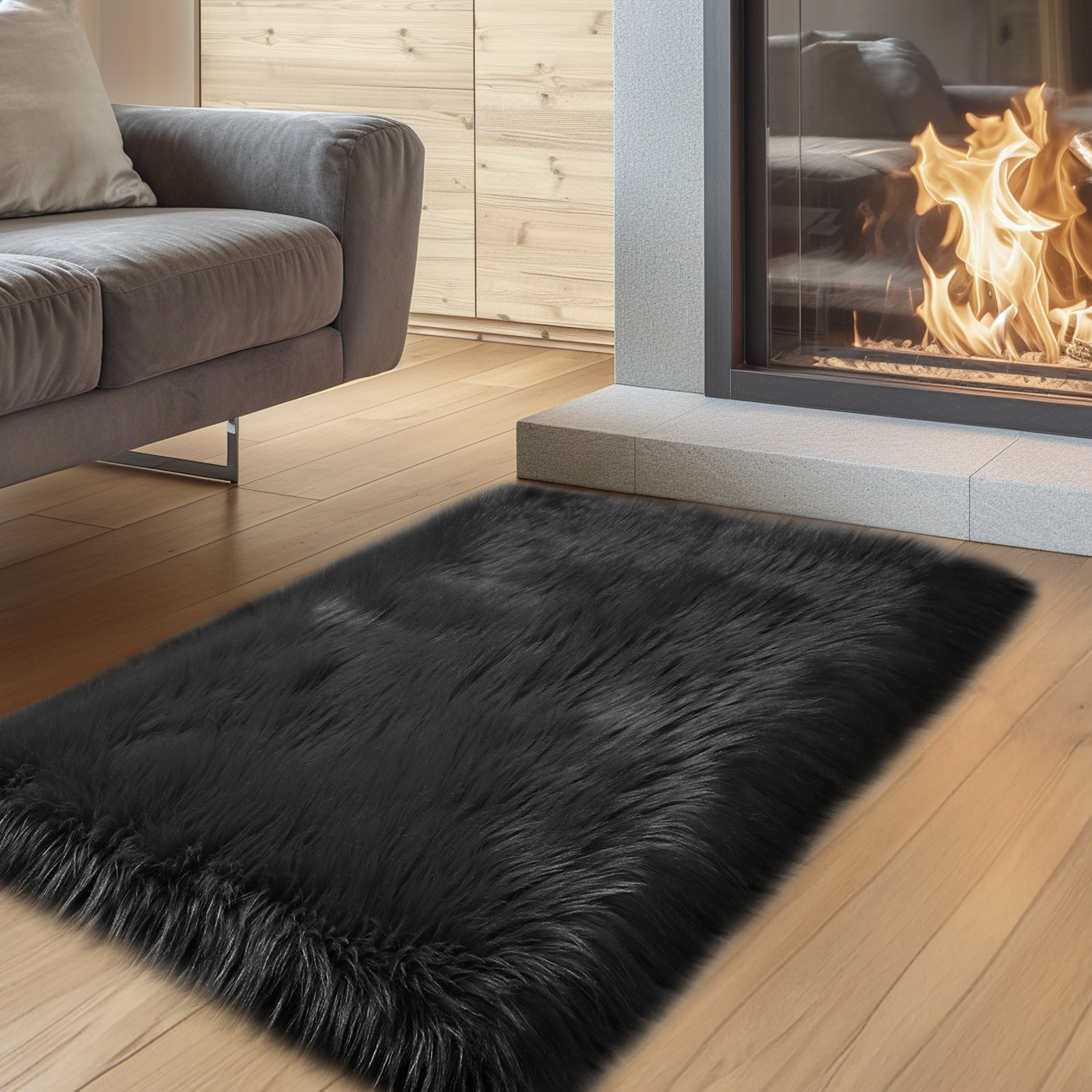 Sour Lemon Rugs Faux Carpets, Sheepskin Living Room Fur Rug Soft Fluffy Washable Shaggy Mat Rug for Bedroom Living Room Bedside Rug Room Decor